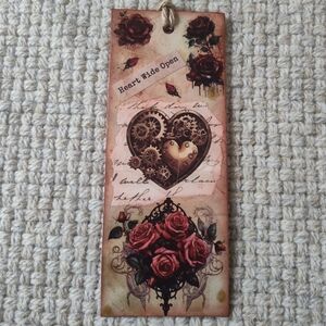Steampunk Heart and Roses Bookmark